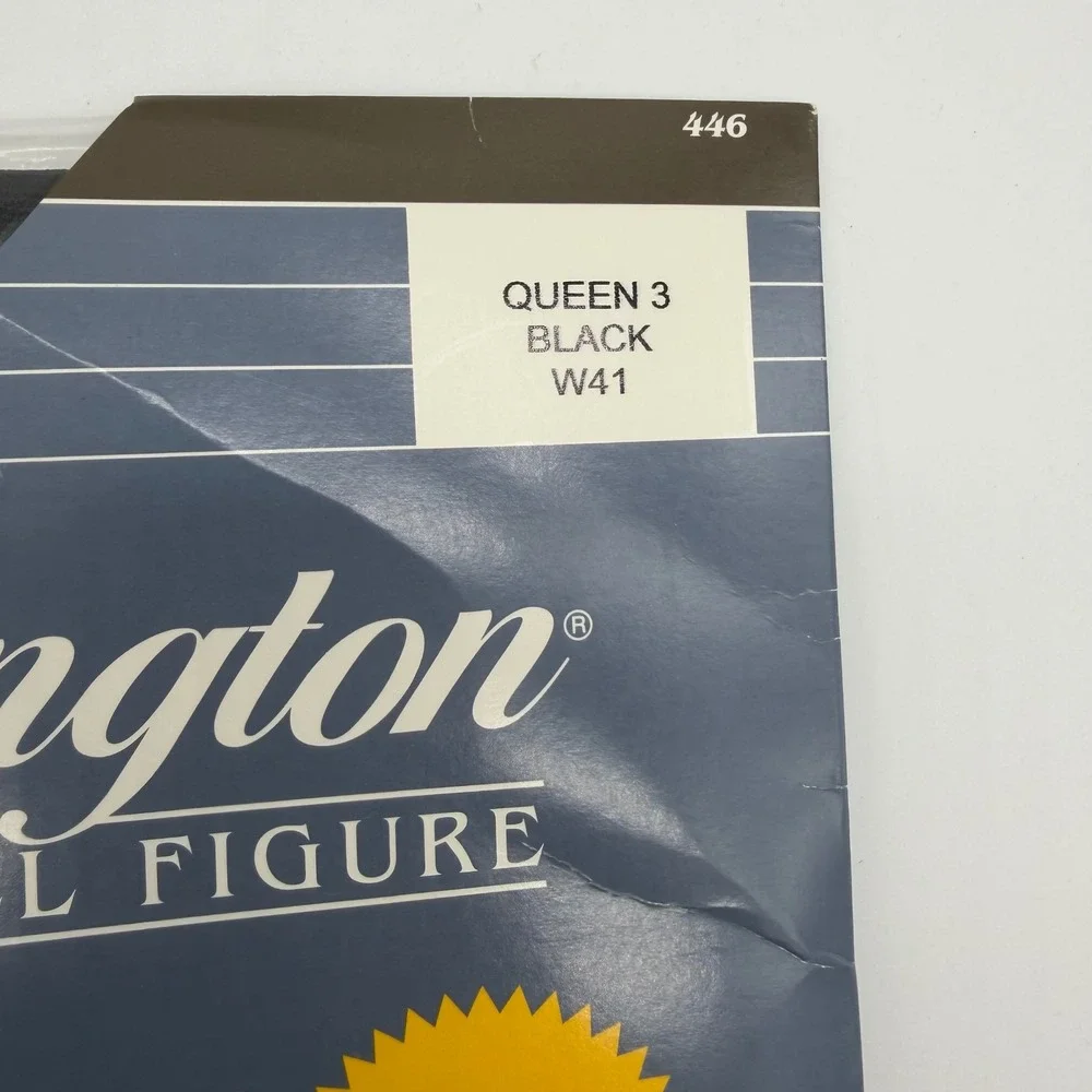 Vintage Burlington Classic Full Figure Pantyhose Black Queen 3 W41